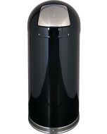 DT15BLKGL Dome Top Bullet Trash Can - 15 Gallon Capacity - 15 3/8" Dia. x 34 1/2" H - Black in Color