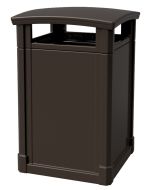 MAV44DTJAVA Dome Lid Trash Can - 44 Gallon Capacity - 27 3/4" Sq. x 45" H - Dark Brown in Color