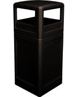 P42SQDTBLA Dome Lid Trash Can - 42 Gallon Capacity - 18 1/2" Sq. x 41 3/4" H - Black in Color