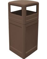 P42SQDTBRO Dome Lid Trash Can - 42 Gallon Capacity - 18 1/2" Sq. x 41 3/4" H - Bronze in Color