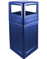 P52SQDTBLU Dome Lid Trash Can - 52 Gallon Capacity - 20 1/2" Sq. x 45 1/2" H - Blue in Color