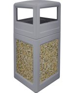 P52SQDTGRAAG Dome Lid Trash Can - 52 Gallon Capacity - 20 1/2" Sq. x 45 1/2" H - Gray in Color with Aggregate Panels