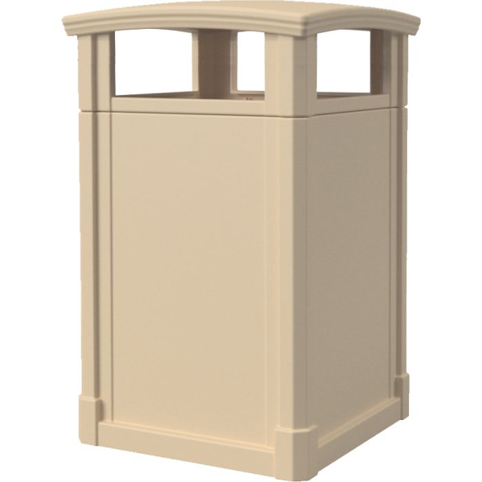 MAV44DTBEI Dome Lid Trash Can - 44 Gallon Capacity - 27 3/4" Sq. x 45" H - Beige in Color