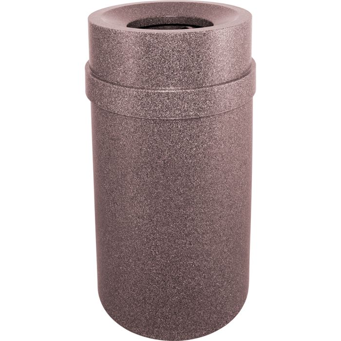 PRFT35CBL Carrara Funnel Top Trash Can - 35 Gallon Capacity - 20 7/8" Dia. x 34 1/2" H - Cobblestone in Color