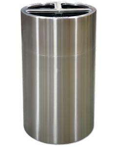 Imprezza ALMOR40T Aluminum Open Top Triple Stream Recycling Container - 40 Gallon Capacity - Satin Aluminum