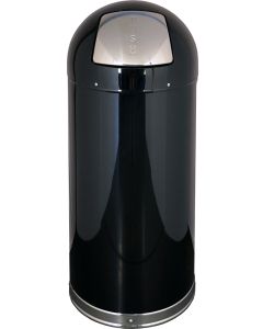 DT15BLKGL Dome Top Bullet Trash Can - 15 Gallon Capacity - 15 3/8" Dia. x 34 1/2" H - Black in Color