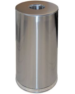 FOT15SSS Flat Open Top Waste Can - 15 Gallon Capacity - 15" Dia. x 28" H - Stainless Steel Body with Chrome Trim