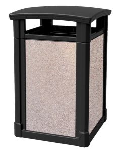 MAV44DTBLACBL Dome Lid Trash Can with Cobblestone Panels - 44 Gallon Capacity - 27 3/4" Sq. x 45" H - Black in Color