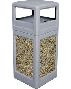 P42SQDTGRAAG Dome Lid Trash Can - 42 Gallon Capacity - 18 1/2" Sq. x 41 3/4" H - Gray with Aggregate Panels