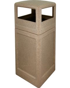 Imprezza P42SQDTRVRSTN Dome Lid Trash Can - 42 Gallon Capacity - 18 1/2" Sq. x 41 3/4" H - Riverstone in Color