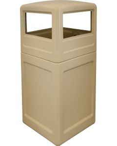 P52SQDTBEI Dome Lid Trash Can - 52 Gallon Capacity - 20 1/2" Sq. x 45 1/2" H - Beige in Color