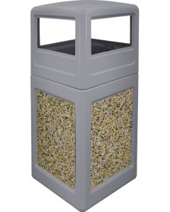 P52SQDTGRAAG Dome Lid Trash Can - 52 Gallon Capacity - 20 1/2" Sq. x 45 1/2" H - Gray in Color with Aggregate Panels