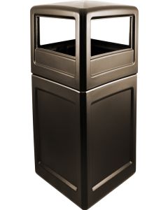 P52SQDTJAVA Dome Lid Trash Can - 52 Gallon Capacity - 20 1/2" Sq. x 45 1/2" H - Dark Brown in Color