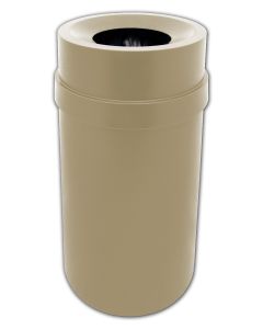 PRFT35BEIG Carrara Funnel Top Trash Can - 35 Gallon Capacity - 20 7/8" Dia. x 34 1/2" H - Beige in Color