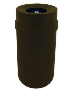 PRFT35JAVA Carrara Funnel Top Trash Can - 35 Gallon Capacity - 20 7/8" Dia. x 34 1/2" H - Dark Brown in Color