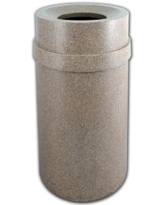 PRFT35RVRSTN Carrara Funnel Top Trash Can - 35 Gallon Capacity - 20 7/8" Dia. x 34 1/2" H - Riverstone in Color