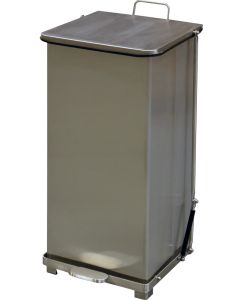 QSO12WH Quiet Close Step On Trash Can - 12 Gallon Capacity - 12 1/4" D x 14" W x 23 1/2" H - White in Color