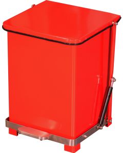 QSO7RD Quiet Close Step On Garbage Can - 7 Gallon Capacity - 12 1/4" D x 14" W x 17 1/2" H - Red in Color