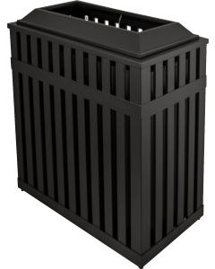 RSSM36BK Bari Rectangular Slatted Steel Receptacle - 28 3/4" W x 15 5/8" D x 31 1/2" H - Black in Color