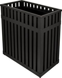 RSSM36BK Bari Rectangular Slatted Steel Receptacle - 28 3/4" W x 15 5/8" D x 31 1/2" H - Black in Color