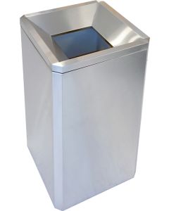 SQSSFT24 Funnel Top Square Trash Can - 24 Gallon Capacity -  17 3/8" Sq. x 29 5/8" H - Stainless Steel