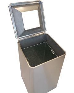 SQSSFT24 Funnel Top Square Trash Can - 24 Gallon Capacity -  17 3/8" Sq. x 29 5/8" H - Stainless Steel