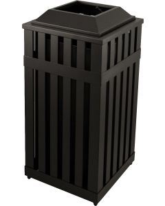 SQSSM16BK Bari Square Slatted Steel Receptacle - 15 3/4" Sq. x 31 1/2" H - Black in Color