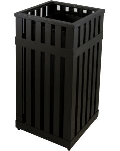 SQSSM16BK Bari Square Slatted Steel Receptacle - 15 3/4" Sq. x 31 1/2" H - Black in Color