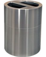 Imprezza ALMOR60 Aluminum Open Top Dual Stream Recycling Container - 56 Gallon Capacity - Satin Aluminum