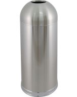 DOT15FPSSGL Bullet Dome Open Top Trash Can - 15 Gallon Capacity - 14 1/2" Dia. x 34" H - Fingerprint Proof Stainless Steel