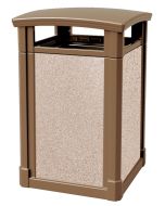 MAV44DTBRORVR Dome Lid Trash Can with Riverstone Panels - 44 Gallon Capacity - 27 3/4" Sq. x 45" H - Bronze in Color