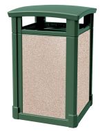 MAV44DTGRNRVR Dome Lid Trash Can with Riverstone Panels - 44 Gallon Capacity - 27 3/4" Sq. x 45" H - Dark Green in Color