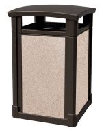 MAV44DTJAVARVR Dome Lid Trash Can with Riverstone Panels - 44 Gallon Capacity - 27 3/4" Sq. x 45" H - Dark Brown in Color