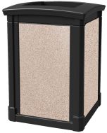 MAV44OTBLARVR Open Top Trash Can with Riverstone Panels - 44 Gallon Capacity - 27 3/4" Sq. x 40" H - Black in Color