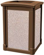 MAV44OTBROCBL Open Top Trash Can with Cobblestone Panels - 44 Gallon Capacity - 27 3/4" Sq. x 40" H - Bronze in Color