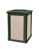 MAV44OTGRNRVR Open Top Trash Can with Riverstone Panels - 44 Gallon Capacity - 27 3/4" Sq. x 40" H - Dark Green in Color