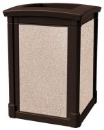 MAV44OTJAVARVR Open Top Trash Can with Riverstone Panels - 44 Gallon Capacity - 27 3/4" Sq. x 40" H - Dark Brown in Color