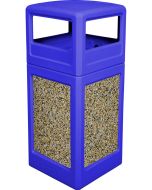 P42SQDTBLUAG Dome Lid Trash Can - 42 Gallon Capacity - 18 1/2" Sq. x 41 3/4" H - Blue with Aggregate Panels