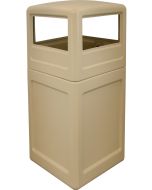 P52SQDTBEI Dome Lid Trash Can - 52 Gallon Capacity - 20 1/2" Sq. x 45 1/2" H - Beige in Color