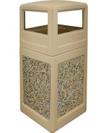 P52SQDTBEIAG Dome Lid Trash Can - 52 Gallon Capacity - 20 1/2" Sq. x 45 1/2" H - Beige in Color with Aggregate Panels