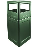 P52SQDTDGRN Dome Lid Trash Can - 52 Gallon Capacity - 20 1/2" Sq. x 45 1/2" H - Dark Green in Color