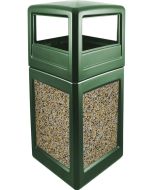 P52SQDTDGRNAG Dome Lid Trash Can - 52 Gallon Capacity - 20 1/2" Sq. x 45 1/2" H - Dark Green in Color with Aggregate Panels