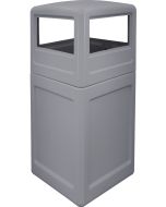 P52SQDTGRAY Dome Lid Trash Can - 52 Gallon Capacity - 20 1/2" Sq. x 45 1/2" H - Gray in Color