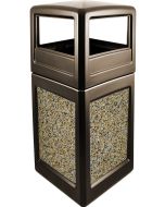 P52SQDTJAVAAG Dome Lid Trash Can - 52 Gallon Capacity - 20 1/2" Sq. x 45 1/2" H - Dark Brown in Color with Aggregate Panels