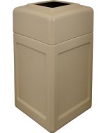 P52SQOTBEI Open Top Trash Can - 52 Gallon Capacity - 20 1/2" Sq. x 36 1/2" H - Beige in Color