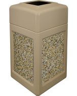 P52SQOTBEIAG Open Top Trash Can with Aggregate Panels - 52 Gallon Capacity - 20 1/2" Sq. x 36 1/2" H - Beige in Color