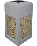 P52SQOTGRAAG Open Top Trash Can with Aggregate Panels - 52 Gallon Capacity - 20 1/2" Sq. x 36 1/2" H - Gray in Color