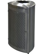 TRO21SSPL Triangular Curved Open Top Trash Can - 21 Gallon Capacity - Satin Stainless Steel