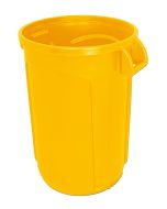 VCR20YEL-HD Vulcan HD Heavy Duty Round Container with Venting Channels - 20 Gallon Capacity - 19 1/2" Dia. x 23 1/2" H - Yellow in Color